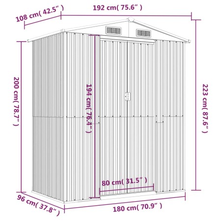 Capanno Giardino Marrone Chiaro 192x108x223 cm Acciaio Zincato