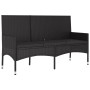 Set Divani da Giardino 4 pz con Cuscini Nero in Polyrattan