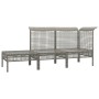 Set Divani da Giardino 3 pz con Cuscini in Polyrattan Grigio