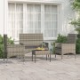 Set Divani da Giardino 4 pz con Cuscini in Polyrattan Grigio