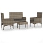 Set Divani da Giardino 4 pz con Cuscini in Polyrattan Grigio