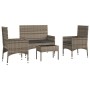 Set Divani da Giardino 4 pz con Cuscini in Polyrattan Grigio