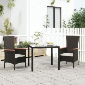 Sedie da Giardino con Cuscini 2 pz in Polyrattan Nere