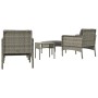 Set Divani da Giardino 5 pz con Cuscini in Polyrattan Grigio