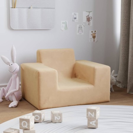 Divano per Bambini Crema in Morbido Peluche