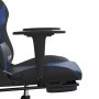 Sedia da Gaming Massaggiante Poggiapiedi Nero e Blu Similpelle