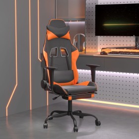 Sedia Gaming Massaggio Poggiapiedi Nero e Arancione Similpelle