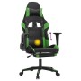 Sedia da Gaming Massaggio Poggiapiedi Nero e Verde Similpelle