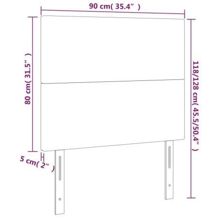 Testiera a LED Marrone Scuro 90x5x118/128 cm in Tessuto