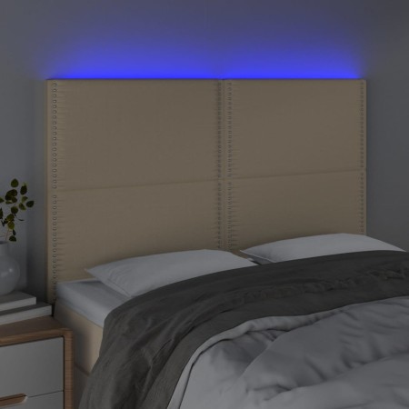 Testiera a LED Crema 144x5x118/128 cm in Tessuto