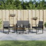 Set Pranzo da Giardino 5 pz con Cuscini PP Rattan Grigio Scuro