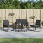 Set da Pranzo da Giardino 5 pz Nero con Cuscini in Rattan PP