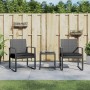 Set Pranzo da Giardino 3 pz con Cuscini Rattan PP Grigio Scuro