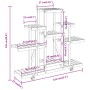 Portafiori con Ruote 110x25x101 cm in Legno Massello di Abete