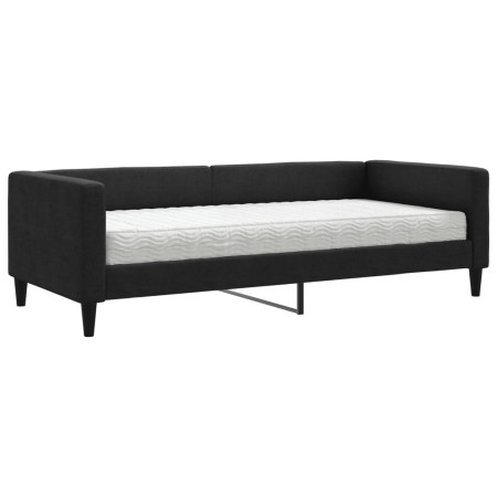 Divano Letto con Materasso Nero 90x190 cm in Tessuto