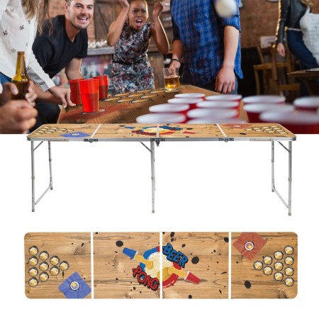 HI Tavolo Pieghevole Birra Pong 240x60x55 cm MDF e Alluminio