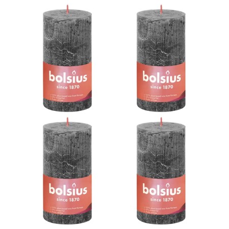 Bolsius Candele Rustiche Colonna Shine 4 pz 130x68 mm Grigio Tempesta