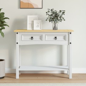 Tavolo Console in Pino Messicano Corona Bianco 90x34,5x73 cm