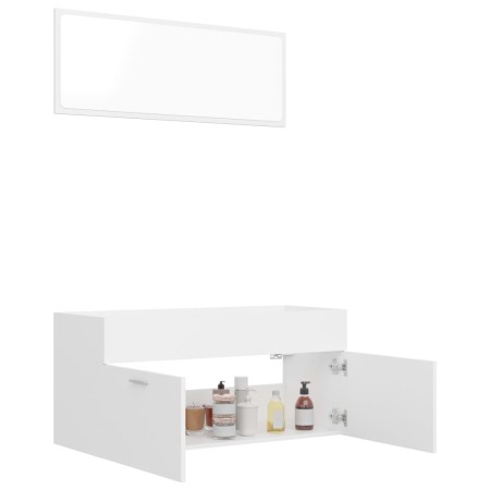 Set Mobili da Bagno 2 pz Bianco in Legno Multistrato