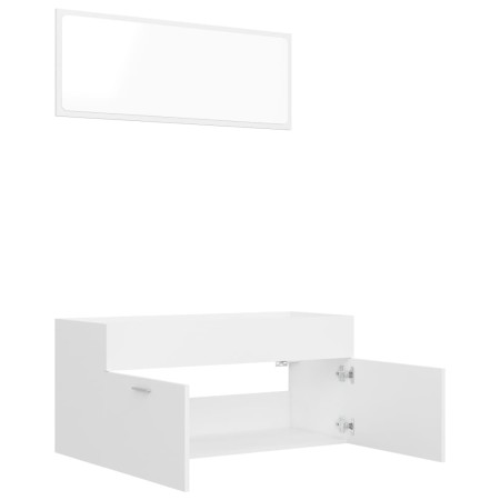 Set Mobili da Bagno 2 pz Bianco in Legno Multistrato