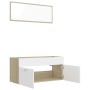 Set Mobili Bagno 2pz Bianco e Rovere Sonoma Legno Multistrato
