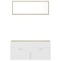 Set Mobili Bagno 2pz Bianco e Rovere Sonoma Legno Multistrato