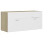 Set Mobili Bagno 2pz Bianco e Rovere Sonoma Legno Multistrato