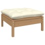 Set Divani da Giardino 3 pz con Cuscini Crema Massello di Pino