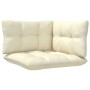 Set Divani da Giardino 3 pz con Cuscini Crema Massello di Pino