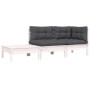 Set Divani da Giardino 3 pz con Cuscini Massello Pino Bianco