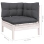 Set Divani da Giardino 3 pz con Cuscini Massello Pino Bianco