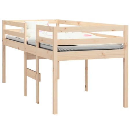 Letto a Soppalco 80x200 cm in Legno Massello di Pino