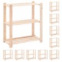 Scaffali a 3 Livelli 10 pz 80x38x90 cm in Massello Pino 150 kg