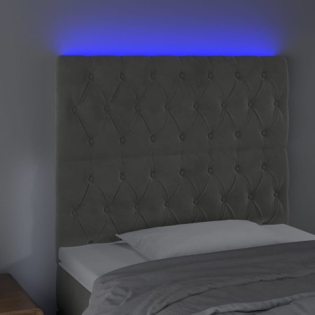 Testiera a LED Grigio Chiaro 90x7x118/128 cm in Velluto