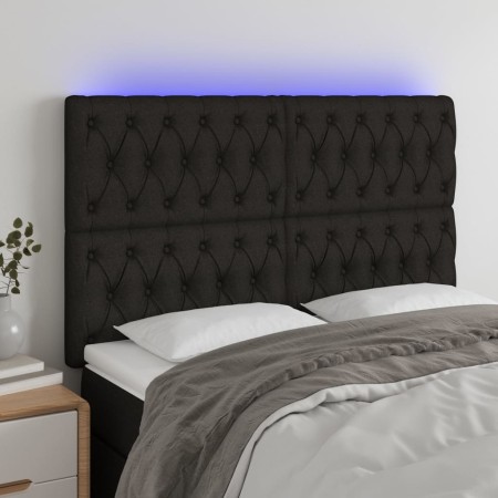Testiera a LED Nera 160x7x118/128 cm in Tessuto