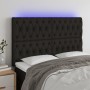 Testiera a LED Nera 160x7x118/128 cm in Tessuto