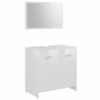 Set Mobili da Bagno 3 pz Bianco Lucido in Truciolato