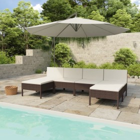 Set Divani da Giardino 6 pz con Cuscini in Polyrattan Marrone