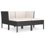 Set Divani da Giardino 4 pz con Cuscini in Polyrattan Nero