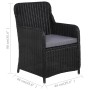 Set da Pranzo da Giardino 7 pz in Polyrattan Nero
