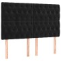 Testiera a LED Nera 144x7x118/128 cm in Velluto