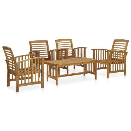 Set Divani da Giardino 5 pz in Legno Massello di Acacia