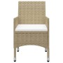 Set Bistrot da Giardino 3 pz Polyrattan e Vetro Temperato Beige