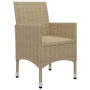 Set Bistrot da Giardino 3 pz Polyrattan e Vetro Temperato Beige