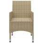 Set Bistrot da Giardino 3 pz Polyrattan e Vetro Temperato Beige