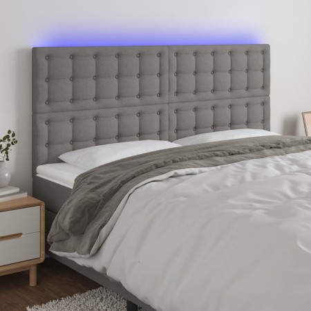 Testiera a LED GrigioScuro 180x5x118/128cm inTessuto