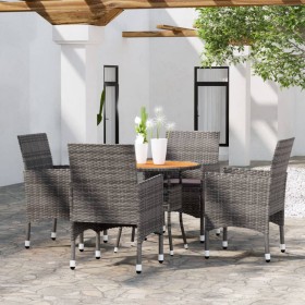 Set da Pranzo per Giardino 5 pz in Polyrattan Grigio