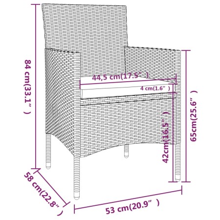 Set da Pranzo per Giardino 5 pz in Polyrattan Grigio