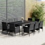 Set da Pranzo per Giardino 11 pz in Polyrattan Grigio