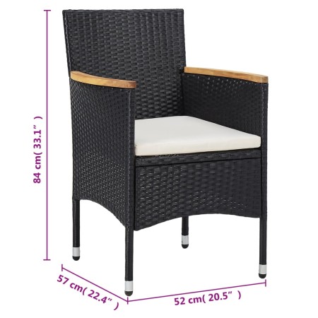 Set da Pranzo per Giardino 11 pz in Polyrattan Nero